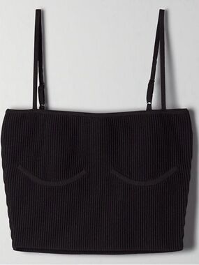 Aritzia Babaton Black Denzel Sculpted Knit Crop Top